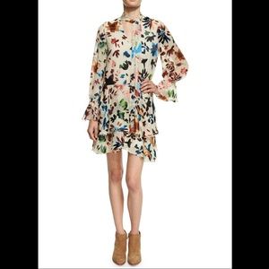 Alice & Olivia Moore V Neck Layered Skirt Dress